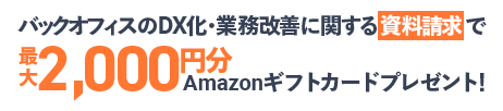 バックオフィスのDX化・業務改善に関する資料請求で最大3,000円分Amazonギフトカードプレゼント!