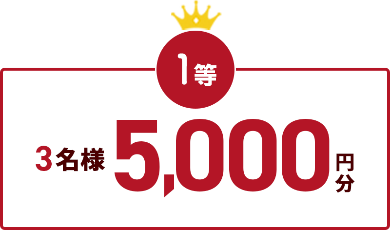 1等 3名様 5,000円分